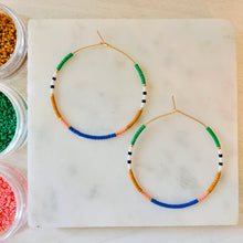 Load image into Gallery viewer, Festival// Japanese miyuki glass hand beaded gold filled hoop earrings