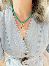 Load image into Gallery viewer, Dutch Market/ checkered tile, fish charm necklace