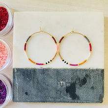 Load image into Gallery viewer, Tivoli // Japanese miyuki glass gold filled hand beaded hoop earrings