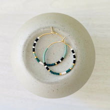 Load image into Gallery viewer, Sea Foam // Japanese Miyuki glass hand beaded gold filled hoop earrings