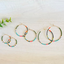 Load image into Gallery viewer, Pie in The Sky // Japanese Miyuki glass hand beaded gold filled hoop earrings