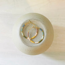 Load image into Gallery viewer, Small Town // Japanese Miyuki glass hand beaded gold filled hoop earrings