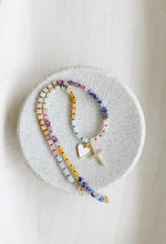 Load image into Gallery viewer, Love + Light // gemstone cross and heart charm necklace