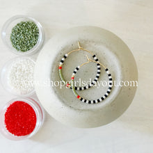 Load image into Gallery viewer, Moss and Flame // weightless glass gold filled miyuki beaded hoops