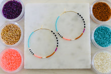 Load image into Gallery viewer, Resort Hoops // Japanese Miyuki glass hand beaded gold filled hoop earrings