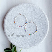 Load image into Gallery viewer, Chase The Rainbow // Japanese miyuki glass hand beaded hoop earrings