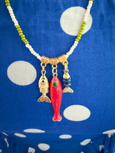 Load image into Gallery viewer, Harbour Stroll // green stripe fish charm pendant necklace