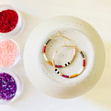 Load image into Gallery viewer, Tivoli // Japanese miyuki glass gold filled hand beaded hoop earrings