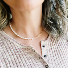 Load image into Gallery viewer, Half and Half pearl and chain necklace or wrap bracelet 2 in 1