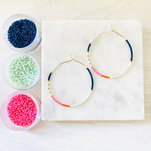 Load image into Gallery viewer, Nantucket // Japanese Miyuki glass hand beaded gold filled hoop earrings