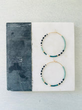 Load image into Gallery viewer, Sea Foam // Japanese Miyuki glass hand beaded gold filled hoop earrings