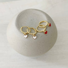 Load image into Gallery viewer, Love is all Around latch hoop heart huggies
