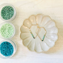 Load image into Gallery viewer, Santorini // Japanese Miyuki glass hand beaded gold filled hoop earrings