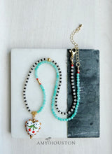 Load image into Gallery viewer, Cherry On Top // ceramic heart pendant hand beaded necklace