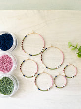 Load image into Gallery viewer, Woodland Sunset // Japanese Miyuki glass hand beaded gold filled hoop earrings