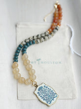 Load image into Gallery viewer, Flora // scandinavian floral print pendant + gemstone necklace
