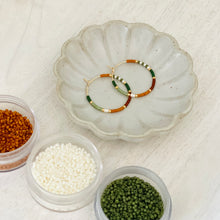 Load image into Gallery viewer, Pumpkin Patch // Japanese miyuki glass hand beaded gold filled hoop earrings