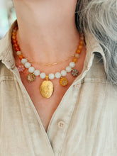 Load image into Gallery viewer, Harvest Bloom// oval locket // colorful gem and glass necklace