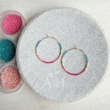 Load image into Gallery viewer, Flamingo Bay // Miyuki glass beaded gold filled hoops