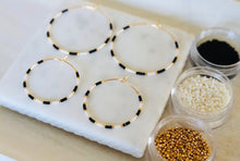 Load image into Gallery viewer, Black and white// Japanese Miyuki glass hand beaded gold filled hoop earrings