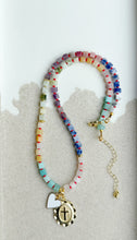 Load image into Gallery viewer, Full Heart, Big Faith // gemstone cross and heart charm necklace