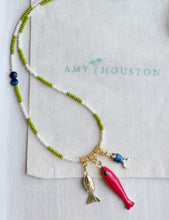 Load image into Gallery viewer, Harbour Stroll // green stripe fish charm pendant necklace
