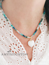 Load image into Gallery viewer, Ocean Spray // white heart blue gemstone necklace