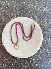 Load image into Gallery viewer, Love you to the Moon raspberry jade heart pendant necklace