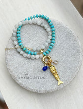 Load image into Gallery viewer, Ibiza // fish pendant moonstone and howlite charm necklace