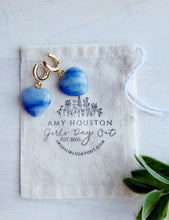 Load image into Gallery viewer, Lead with Heart // Chunky heart gemstone hoops // latch hoop puff heart huggies
