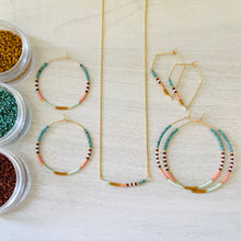 Load image into Gallery viewer, Phoenix // Japanese miyuki glass hand beaded gold filled hoop earrings