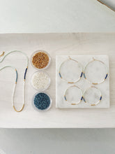 Load image into Gallery viewer, Morning Frost Hoops // Japanese miyuki glass hand beaded gold filled hoop earrings