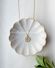 Load image into Gallery viewer, Surrounded by Faith // crystal medallion cross cut out pendant necklace