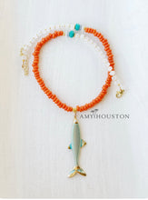 Load image into Gallery viewer, Coastal Voyager // large fish pendant java glass necklace