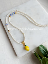 Load image into Gallery viewer, Lemon Drop // lemon pendant beaded glass necklace
