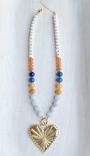 Load image into Gallery viewer, BIG LOVE UVA / heart // Cavaliers school spirit statement necklace // gemstone necklace