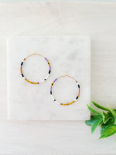 Load image into Gallery viewer, Go Dukes // Japanese Miyuki glass hand beaded gold filled hoop earrings