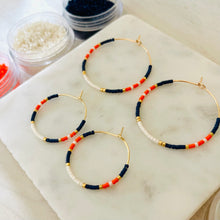 Load image into Gallery viewer, Cavaliers UVA // Japanese Miyuki glass hand beaded gold filled hoop earrings