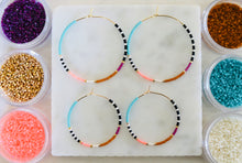 Load image into Gallery viewer, Resort Hoops // Japanese Miyuki glass hand beaded gold filled hoop earrings