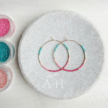 Load image into Gallery viewer, Flamingo Bay // Miyuki glass beaded gold filled hoops