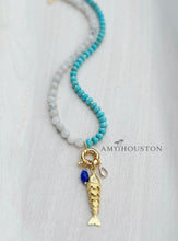 Load image into Gallery viewer, Ibiza // fish pendant moonstone and howlite charm necklace