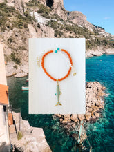 Load image into Gallery viewer, Coastal Voyager // large fish pendant java glass necklace