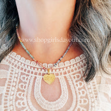 Load image into Gallery viewer, Candy Kisses// gemstone pearl + heart pendant necklace