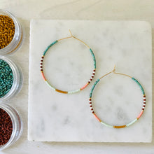 Load image into Gallery viewer, Phoenix // Japanese miyuki glass hand beaded gold filled hoop earrings