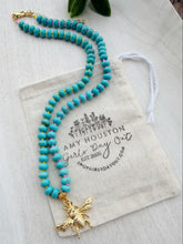 Load image into Gallery viewer, Vivian // turquoise bee pendant // rondelle gemstone necklace