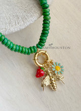 Load image into Gallery viewer, Sweet Summer / strawberry, bee, flower charm necklace