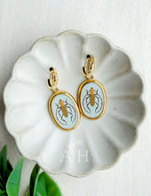 Load image into Gallery viewer, Nature Trail insect heirloom hoops // one touch latch hoop huggies