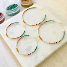 Load image into Gallery viewer, Phoenix // Japanese miyuki glass hand beaded gold filled hoop earrings