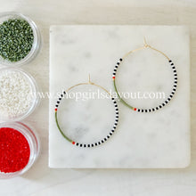 Load image into Gallery viewer, Moss and Flame // weightless glass gold filled miyuki beaded hoops