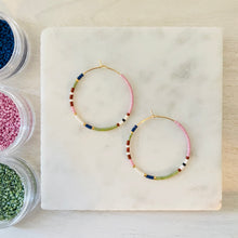 Load image into Gallery viewer, Woodland Sunset // Japanese Miyuki glass hand beaded gold filled hoop earrings